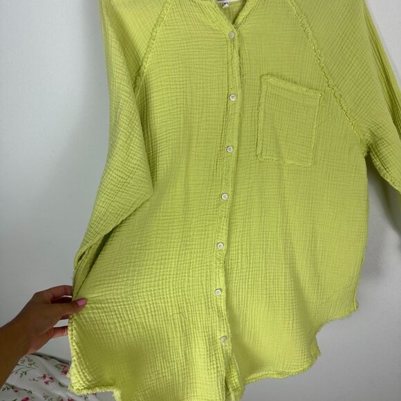 Aerie Pool To Party Cover Up Blouse M Green Boho Oversized Beachy Slouchy - Picture 6 of 9